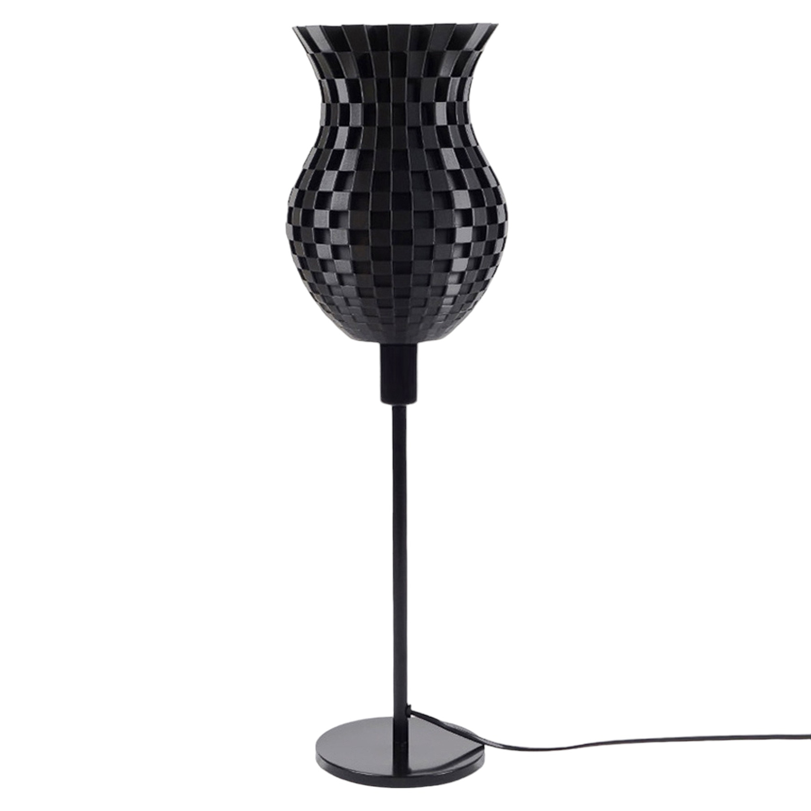 Flechtwerk table lamp, funnel shape, graphite