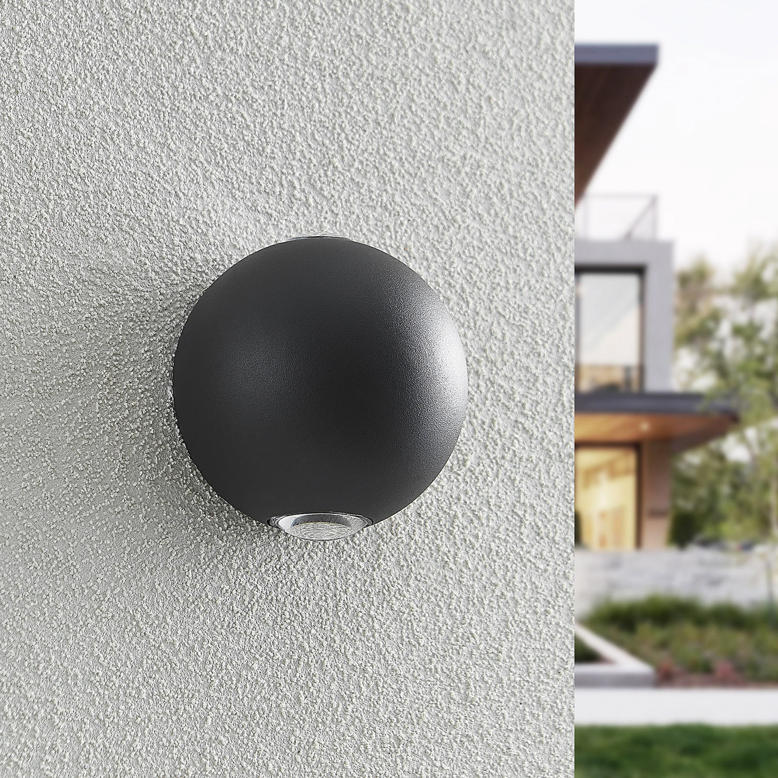 Lindby Esmani applique LED ronde 2 l., gris foncé