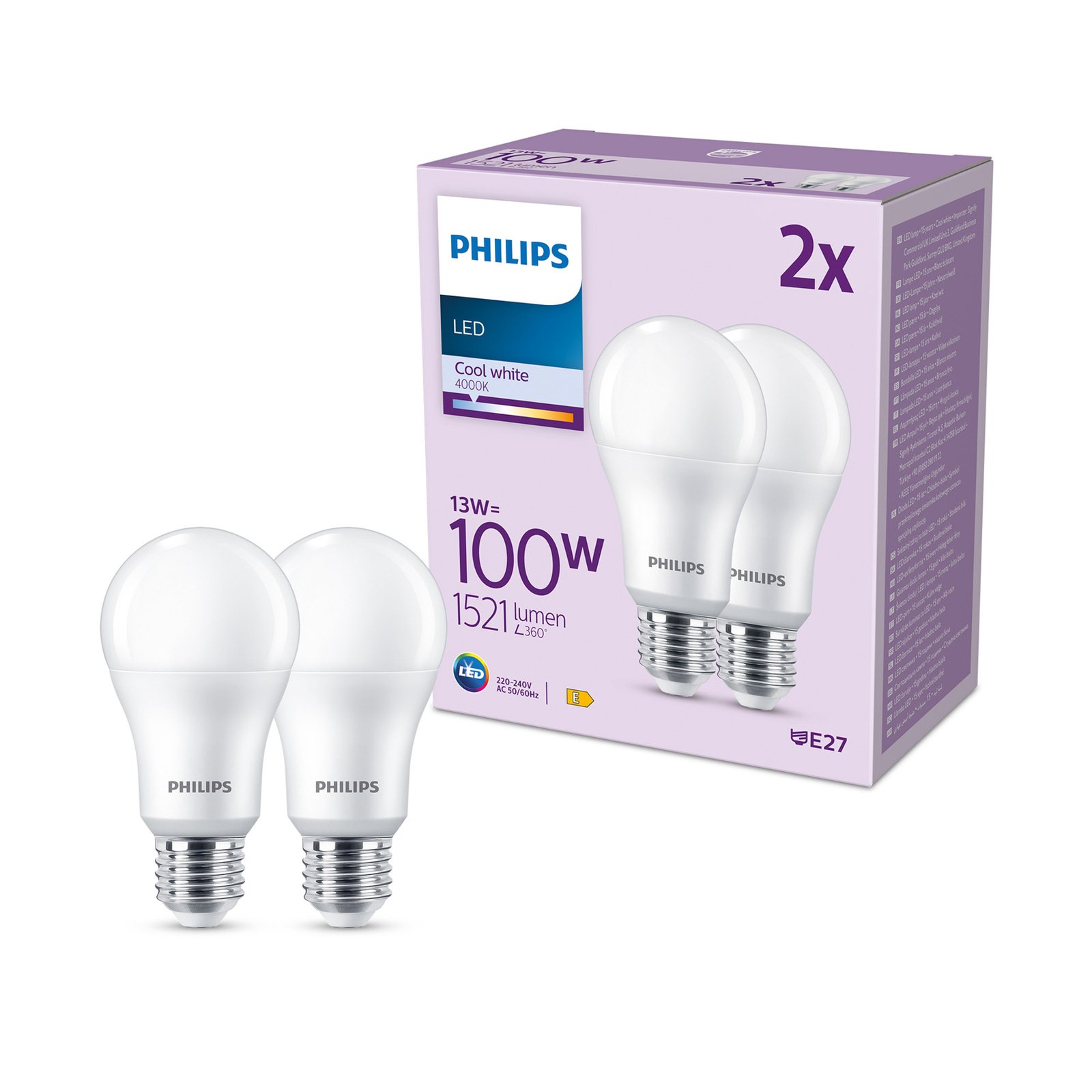 Philips LED-Lampe E27 13W 1.521lm 4.000K matt 2er