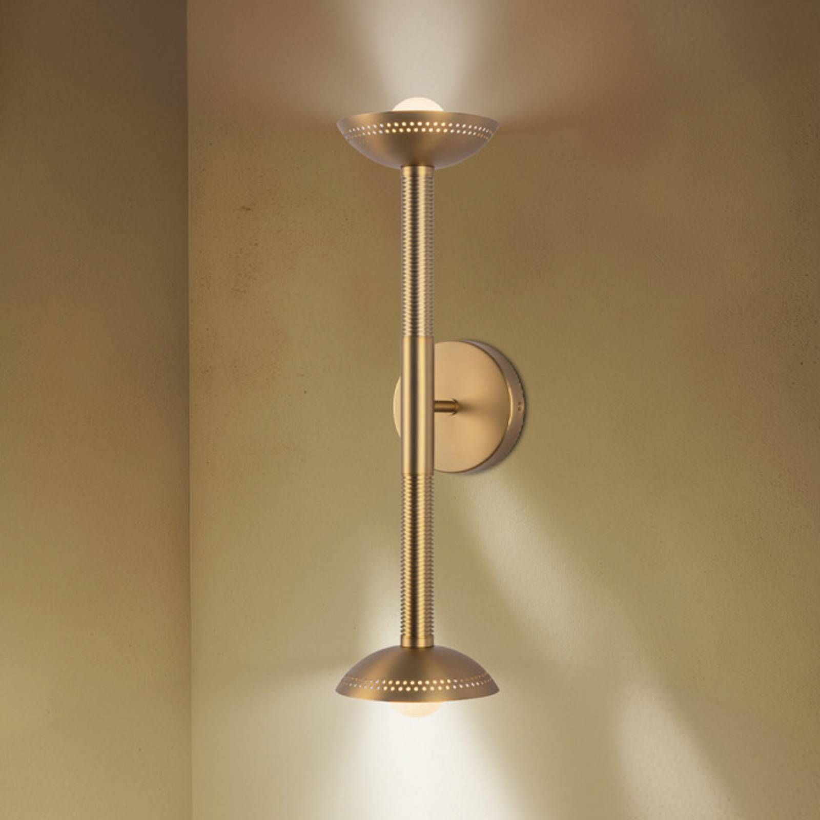 Kinkiet LED Arden, w kolorze złotym, wysokość 57 cm, 2-punktowa, metalowa,
