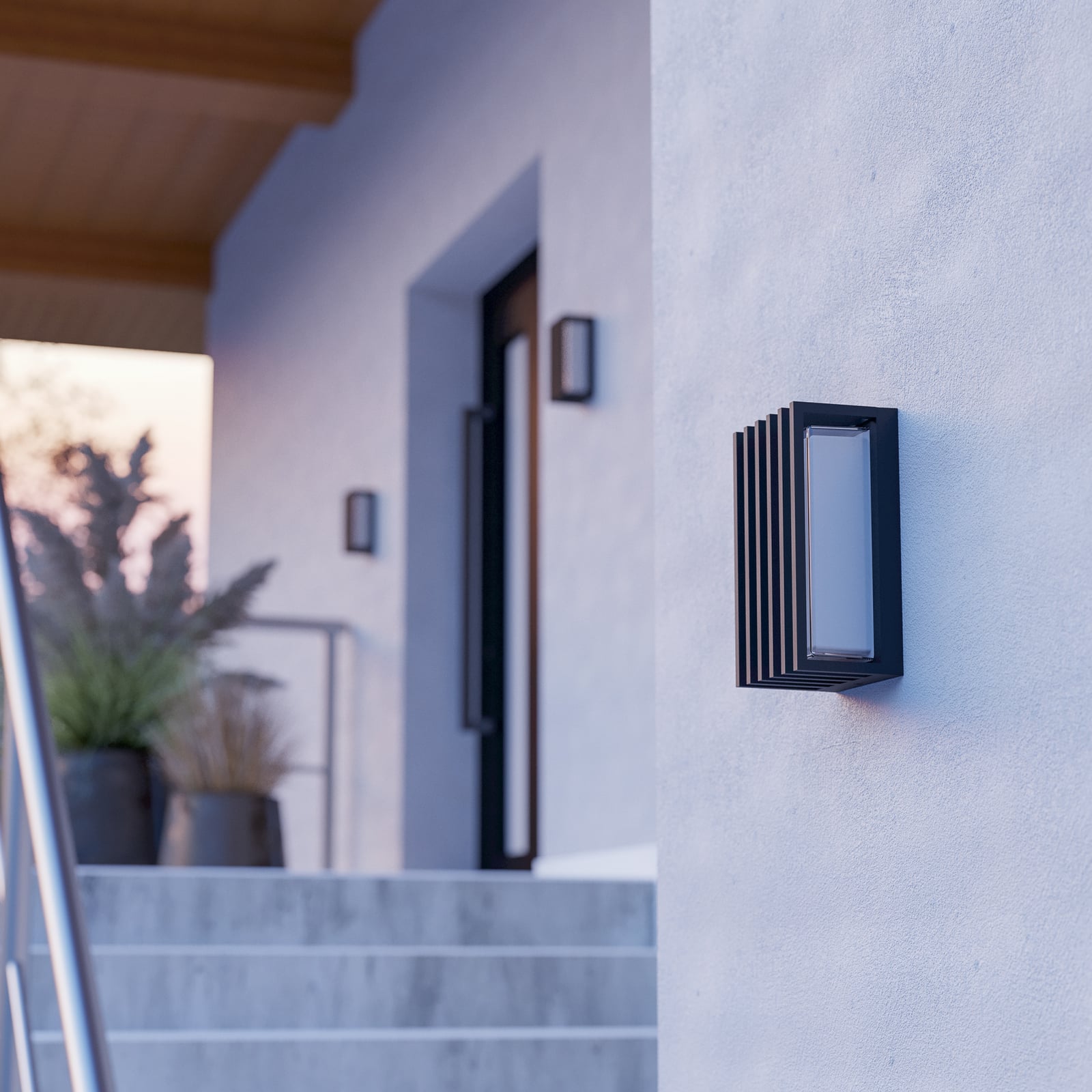 LED-Außenwandlampe Genovese, schwarz, Höhe 24 cm, Metall