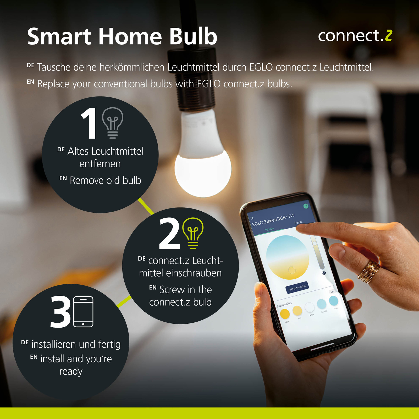 EGLO connect.z remote control with a wall mount