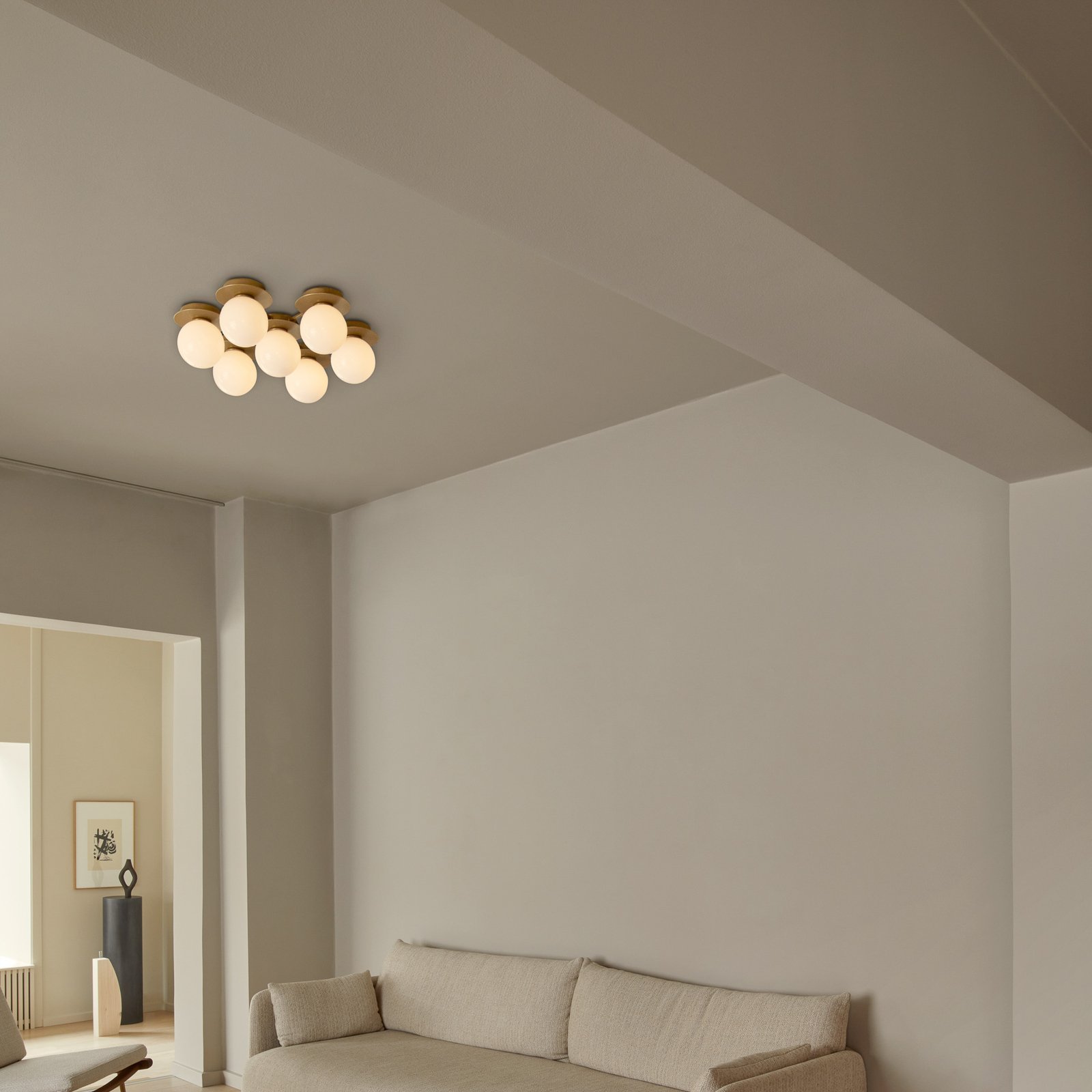 Liila Star Wandlampe, 7-flammig, gold/opal, warmweiß - Nuura