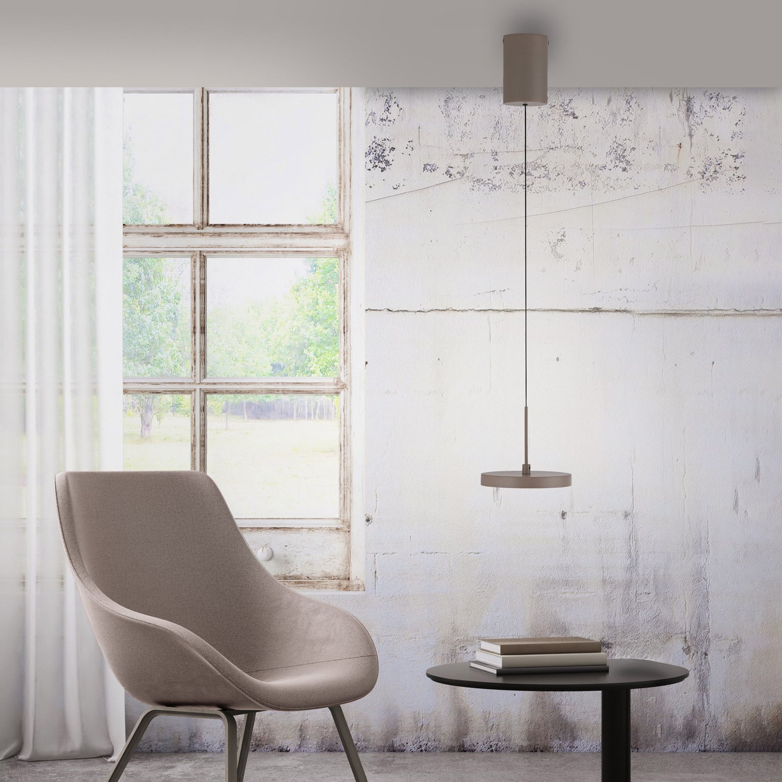 JUST LIGHT. LED hanglamp Plata, zandkleurig, 1-lamp, 3.000 K