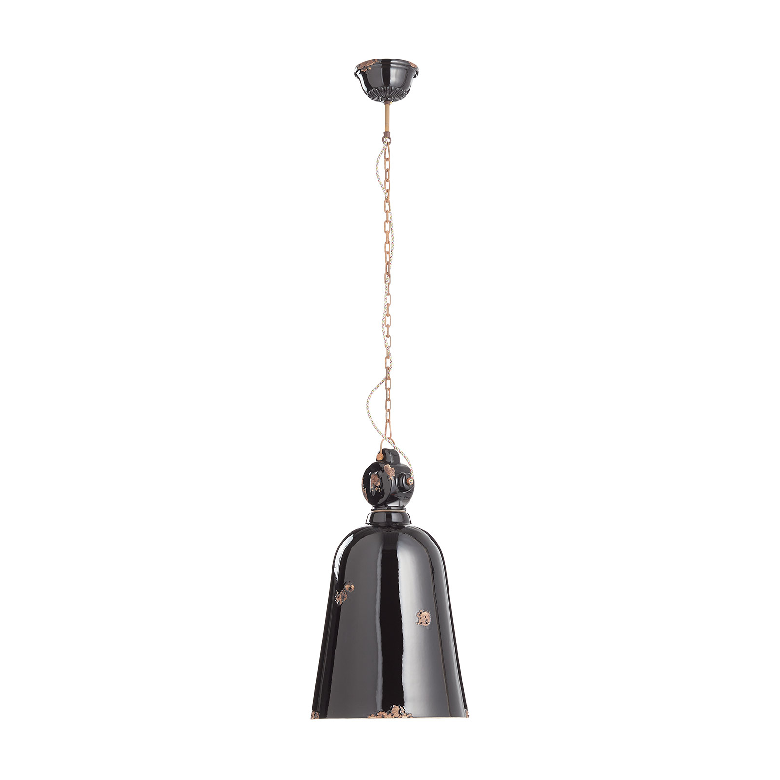 Vintage hanglamp C1745, conisch, zwart