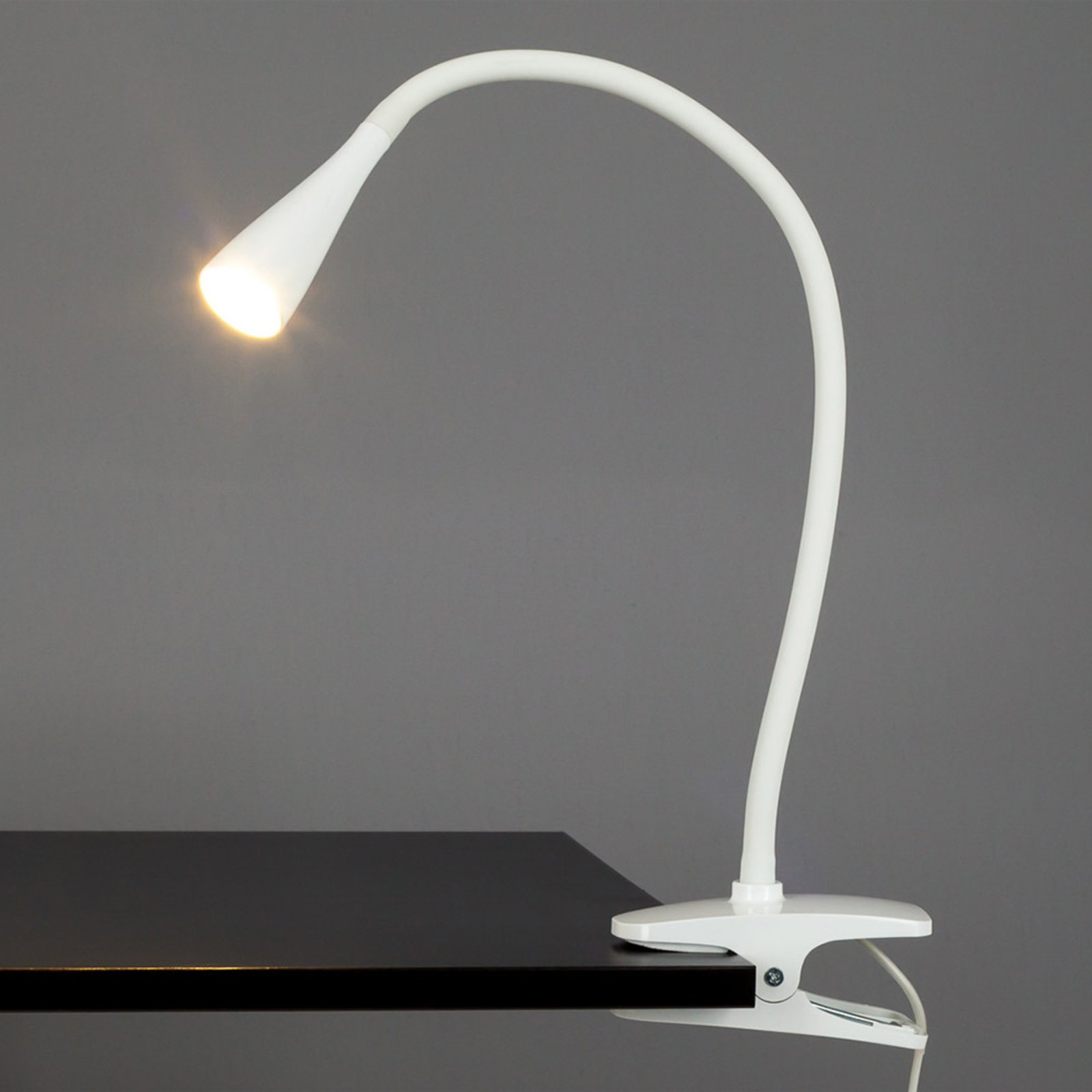 Wąska lampa zaciskowa LED Baris w bieli