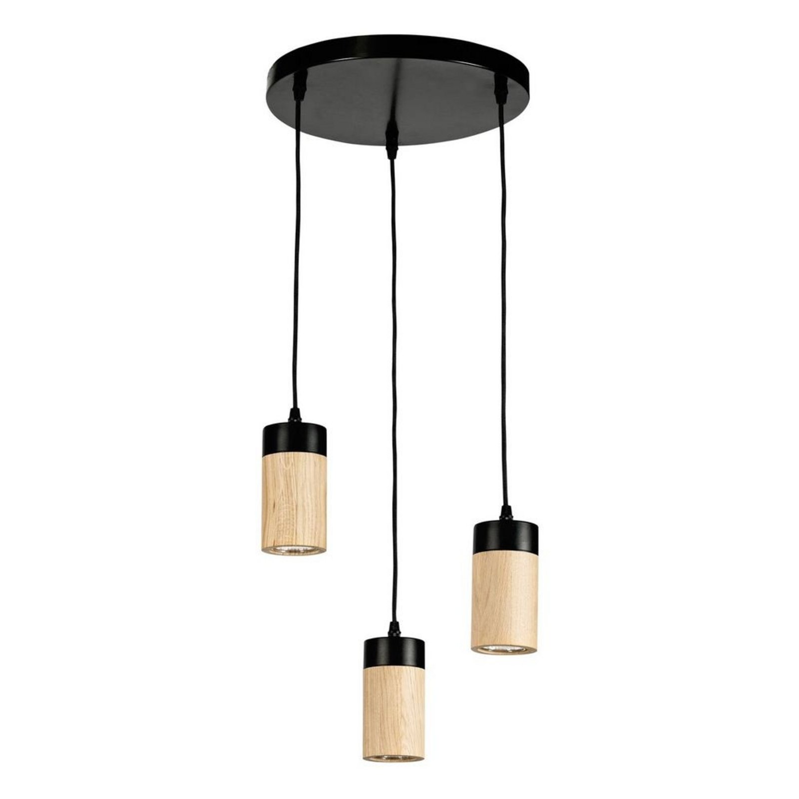 Plain 3 Cluster Lustră Pendul Black/Wood - Envostar