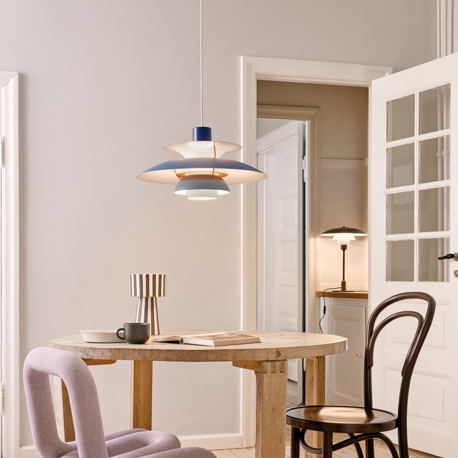 Louis Poulsen PH 5, designer pendant lamp blue