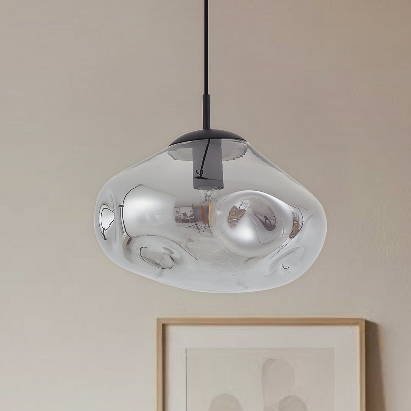 Lindby rippvalgustid Lelia, suitsuhall, klaas, Ø 35 cm