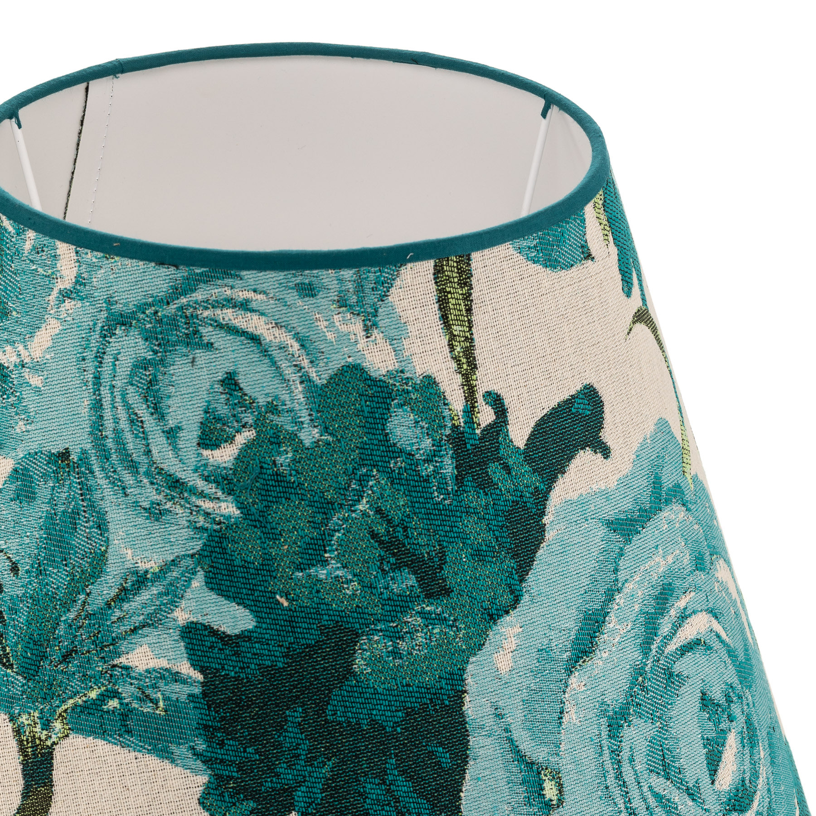 Abajur Sofia Altura 26 cm, padrão floral turquesa