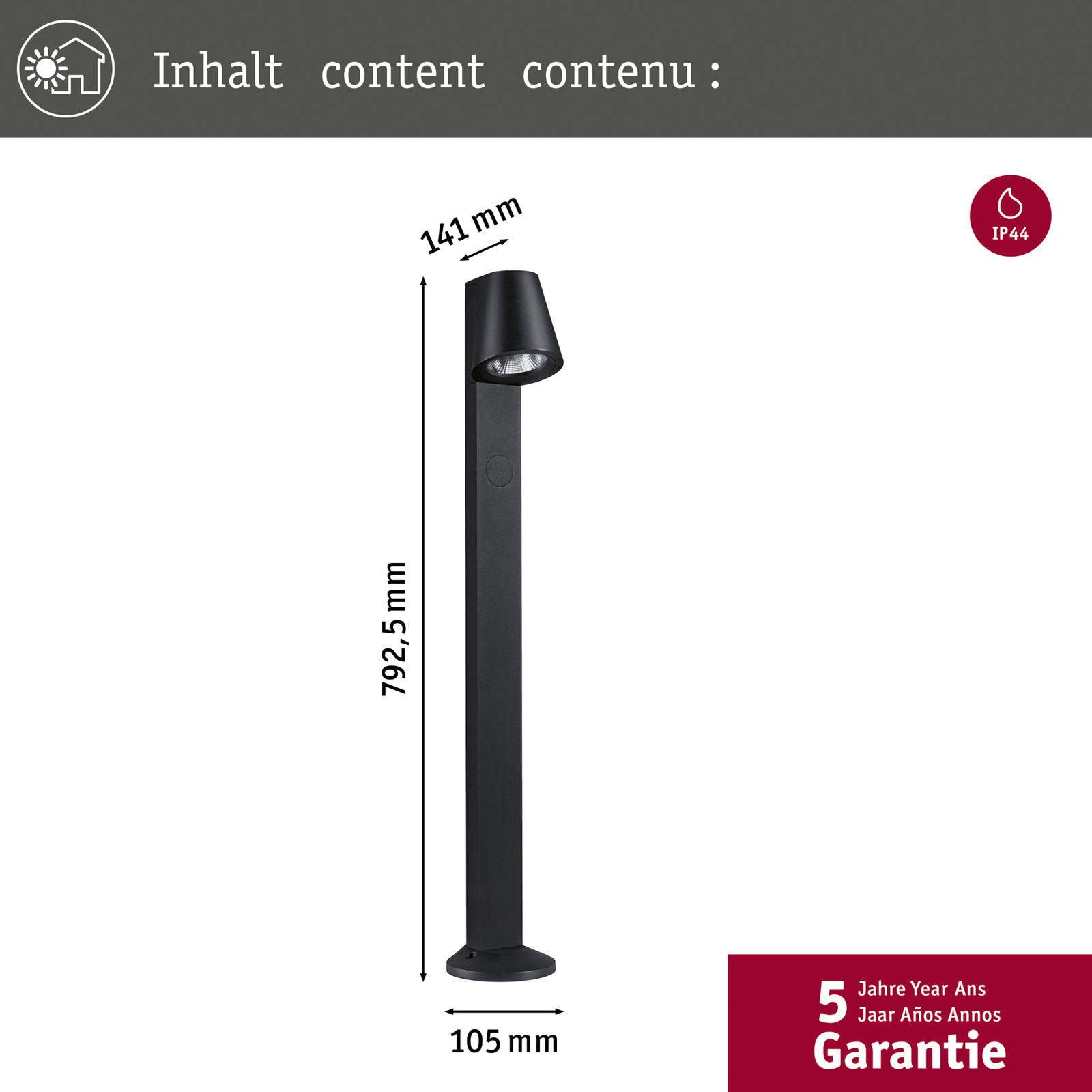 Bolardo luminoso exterior Caissa SWR antracita - Paulmann