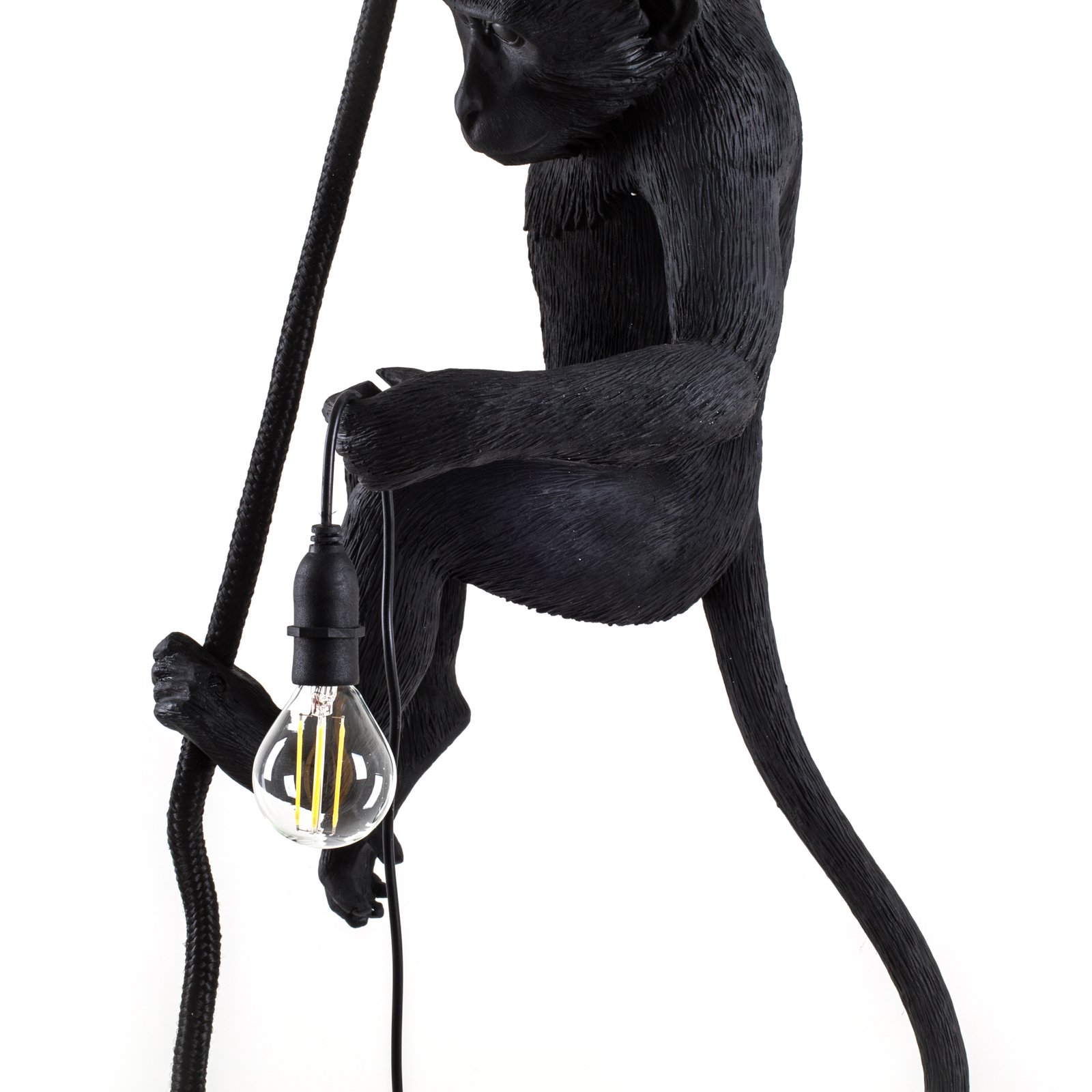 Monkey With Rope Outdoor Pendant Black - Seletti