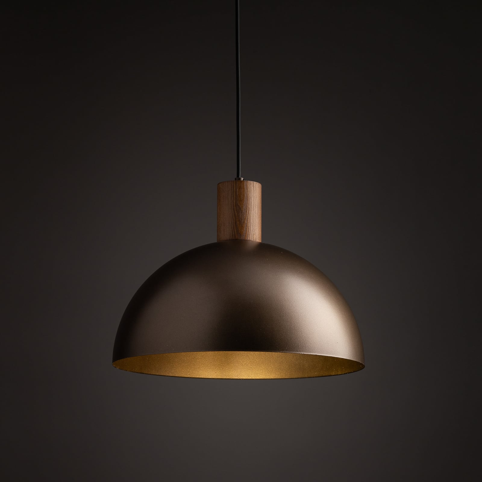 Suspension Oslo, marron, métal, Ø 34 cm, E27