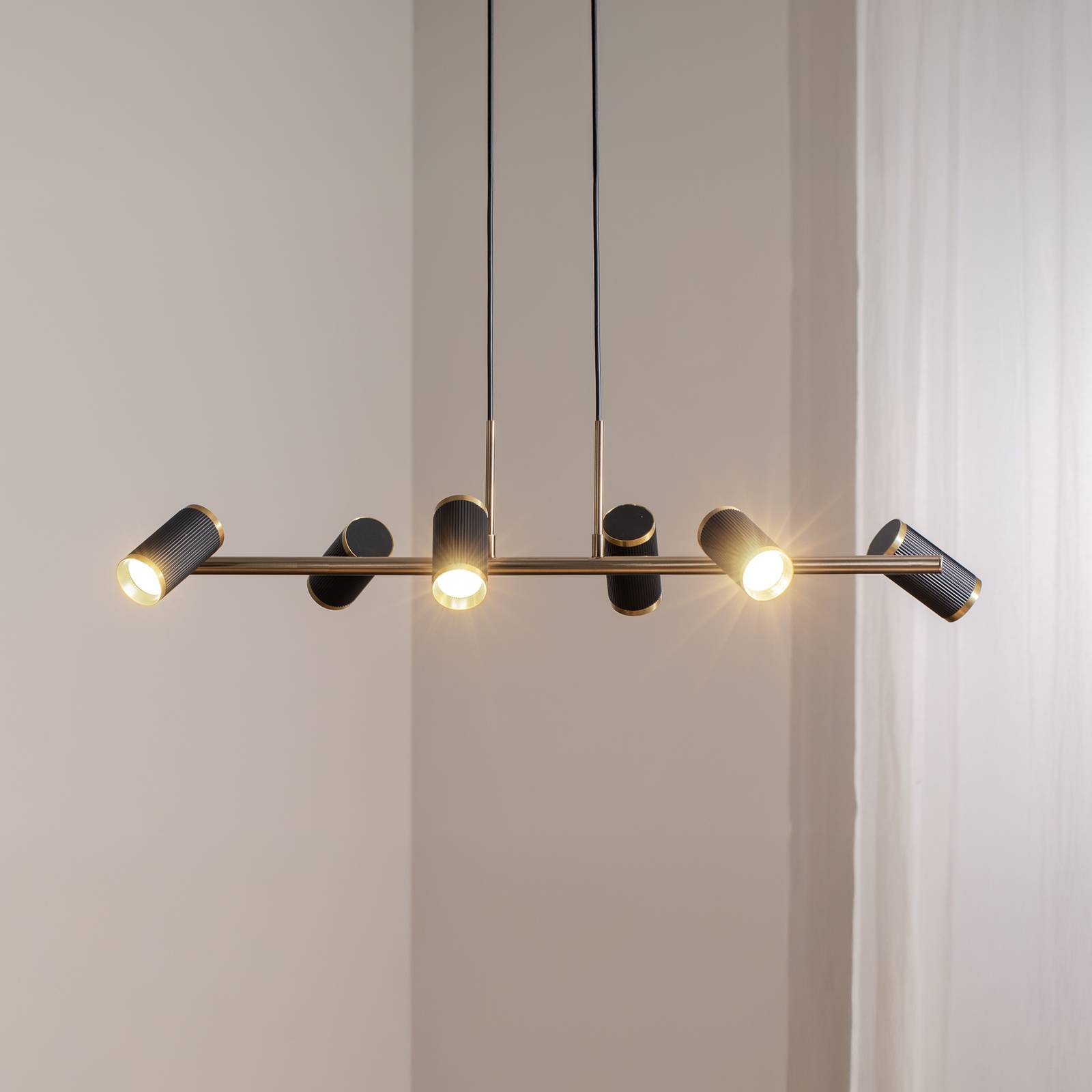 Hängelampe Lume schwarz/gold antik Länge 86 cm 6-flg. Metall günstig online kaufen