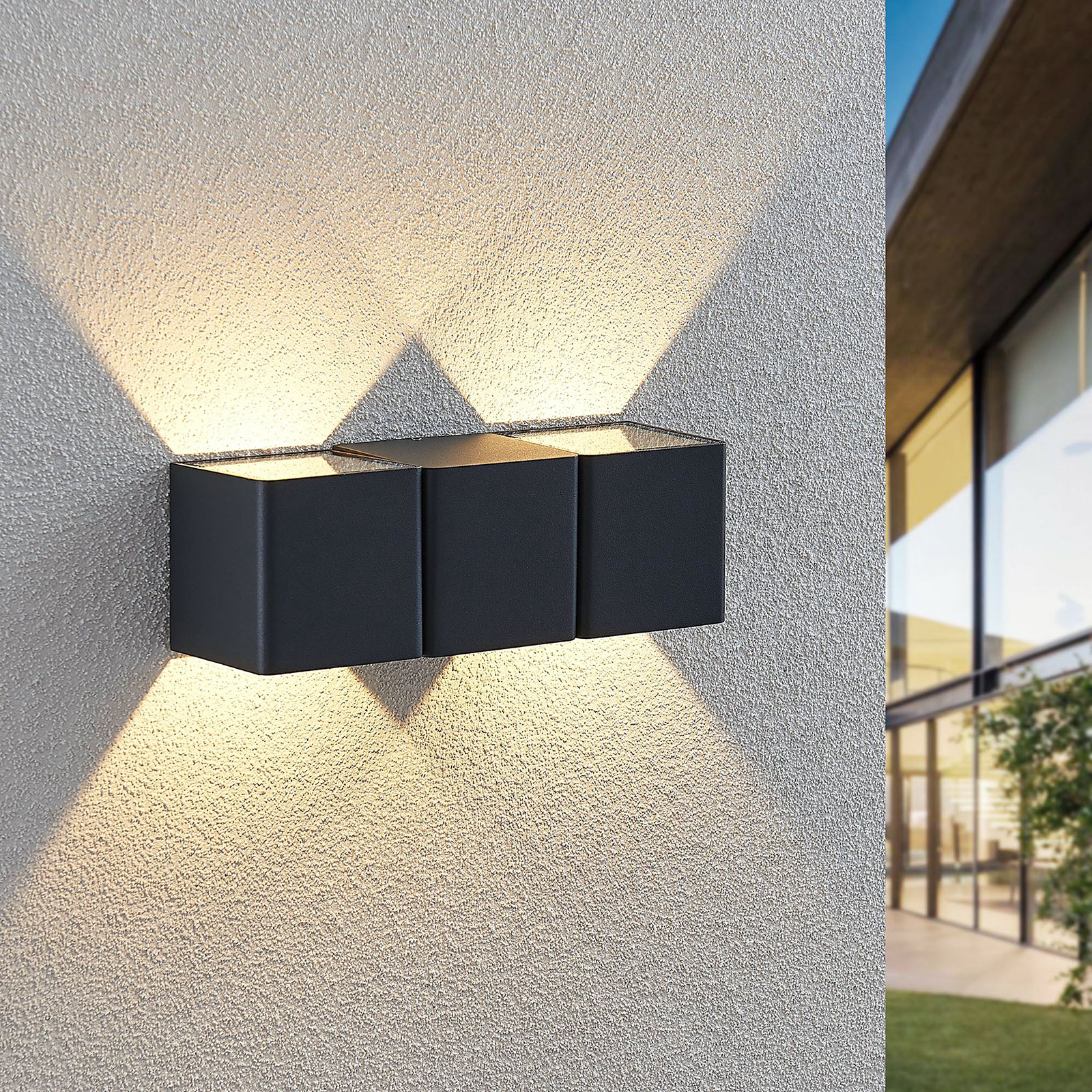 Candeeiro de parede exterior LED Niclas, angular