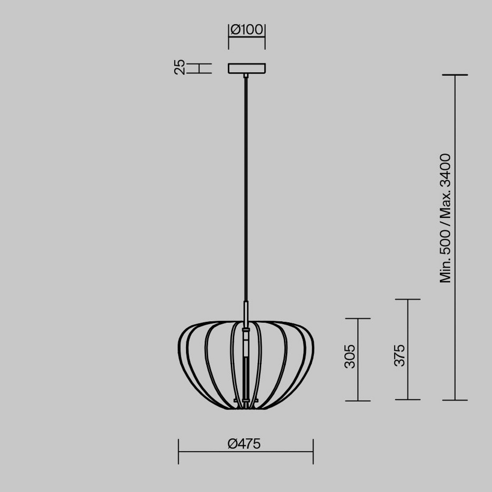 Maytoni lampă suspendată Cambio maro Ø 475 cm pâslă E27 - Camera de zi / sufragerie - modern - maro negru - Țesătură / Textil