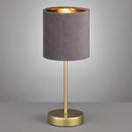 Aura table lamp, gold base, grey/gold lampshade