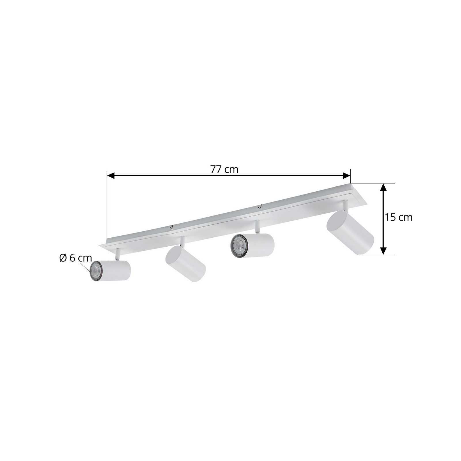 Lindby loftspot Joffrey, 80 cm, hvid, 4 lyskilder, GU10