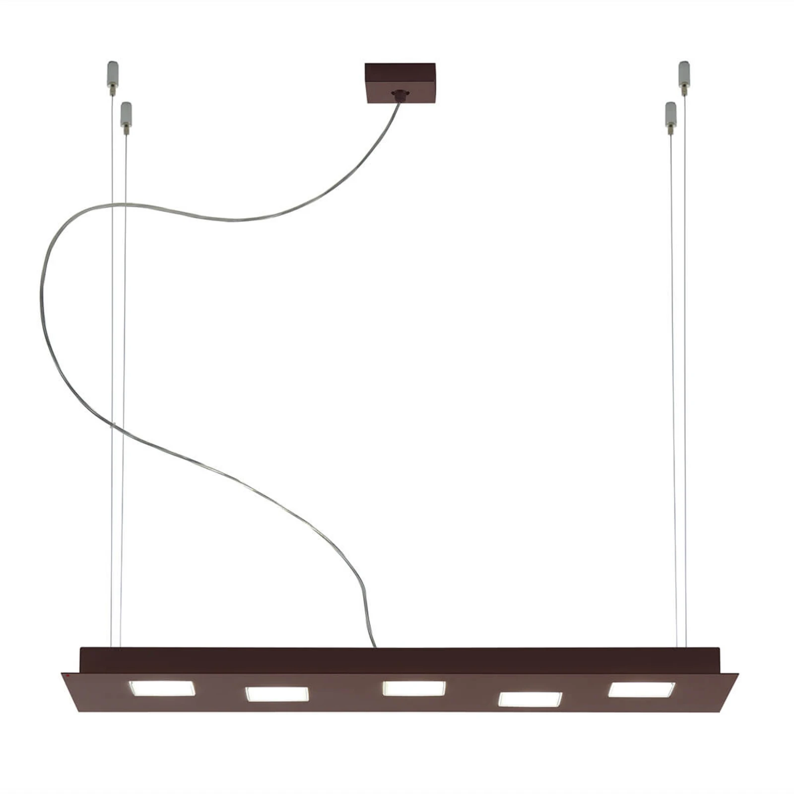 Fabbian Quarter - braune LED-Hängeleuchte 5flg.
