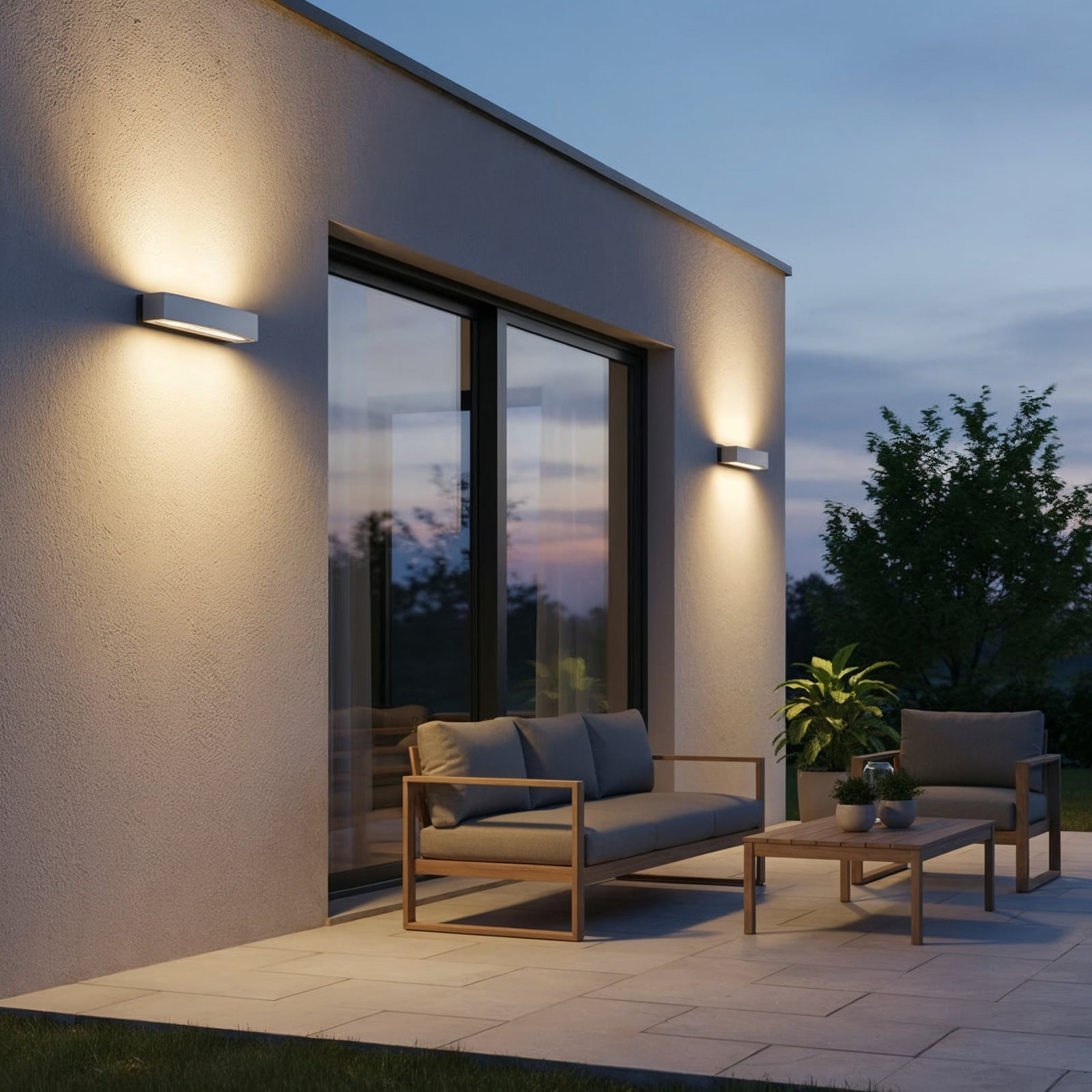 Ideal Lux Außenwandlampe Andromeda, grau, Breite 45 cm, E27