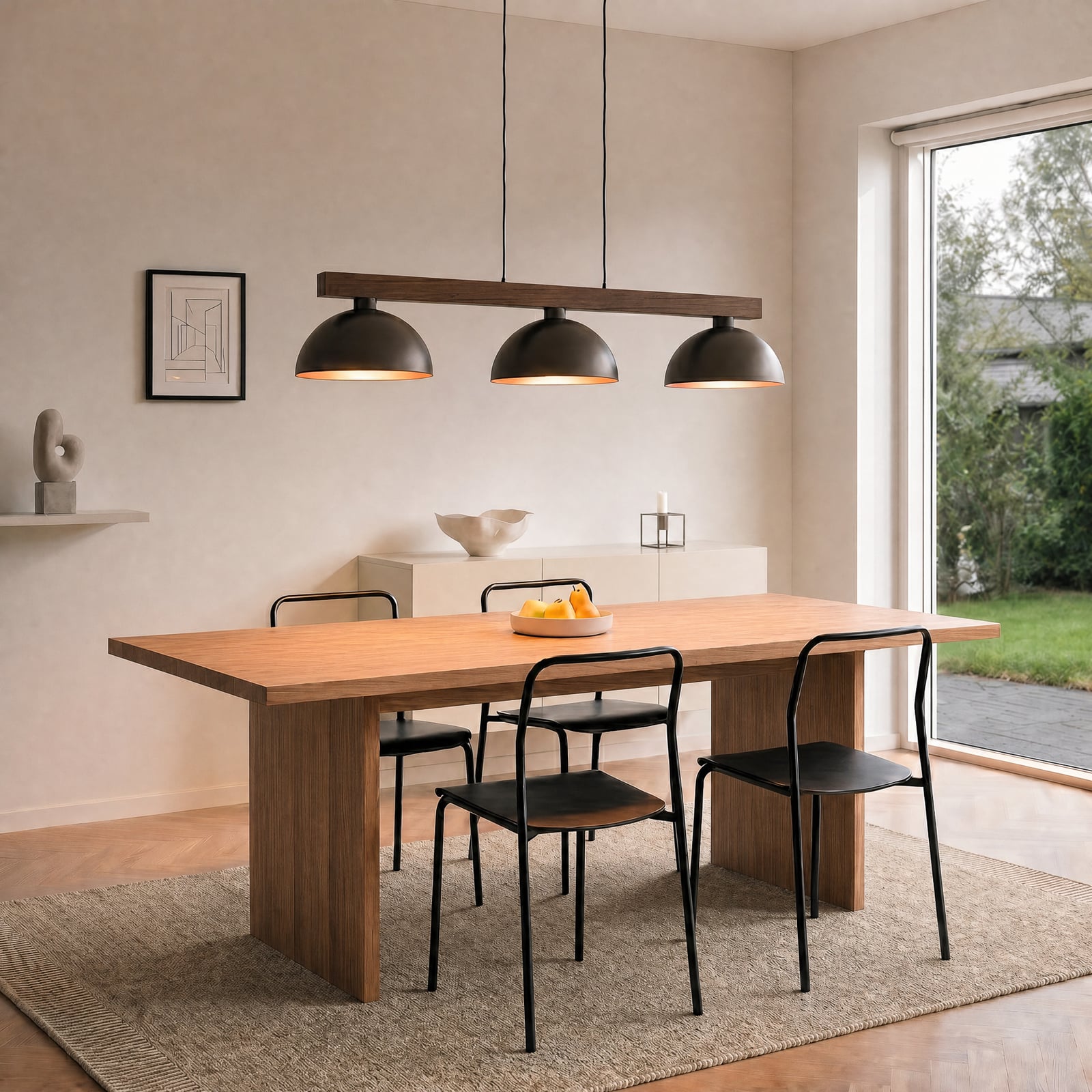 Závěsné světlo Oslo, hnědé, 3 žárovky, délka 118 cm, E27
