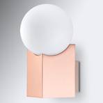 Copper-coloured wall light Cub with glass ball