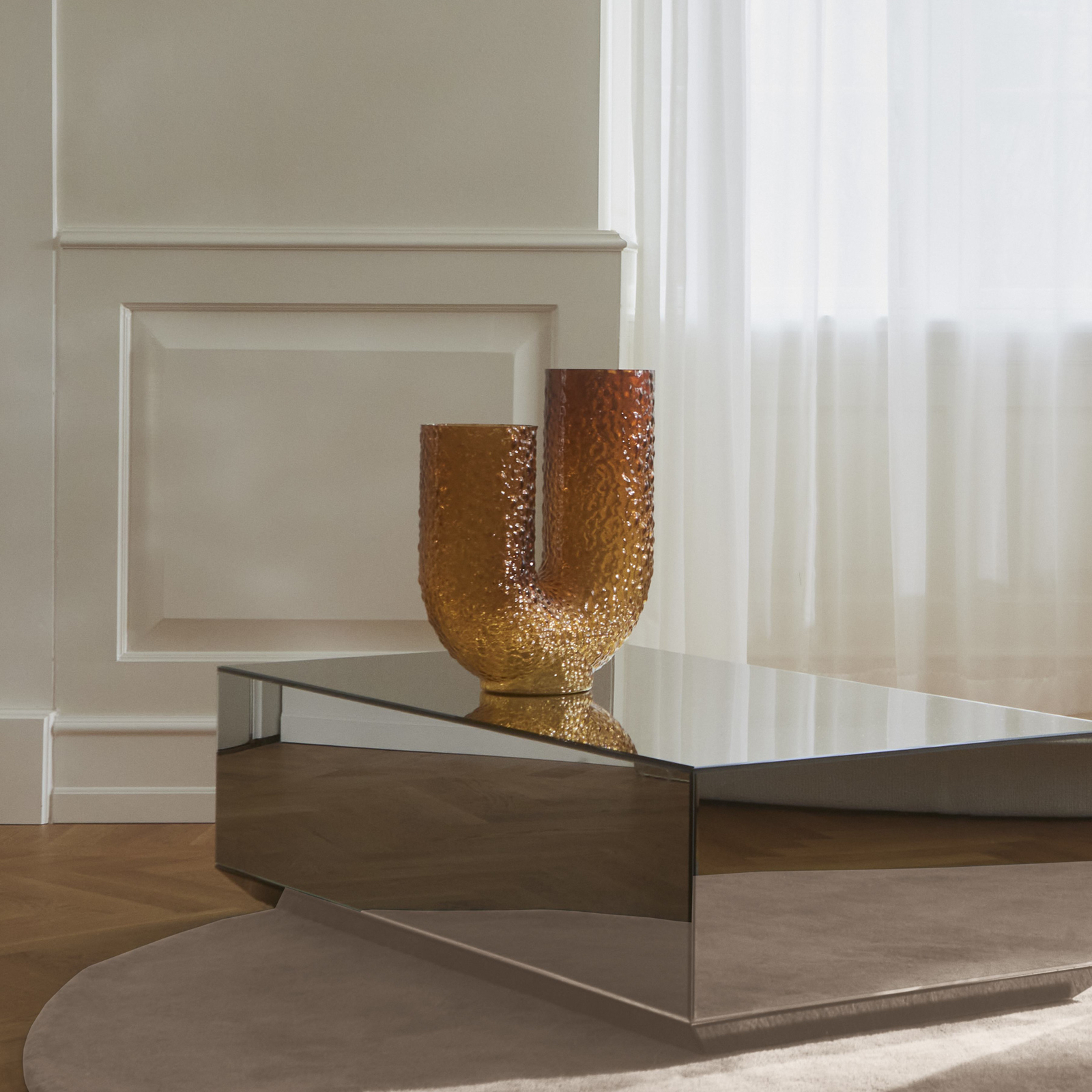 AYTM Arura vase, amber, height 40 cm, width 34 cm, glass 