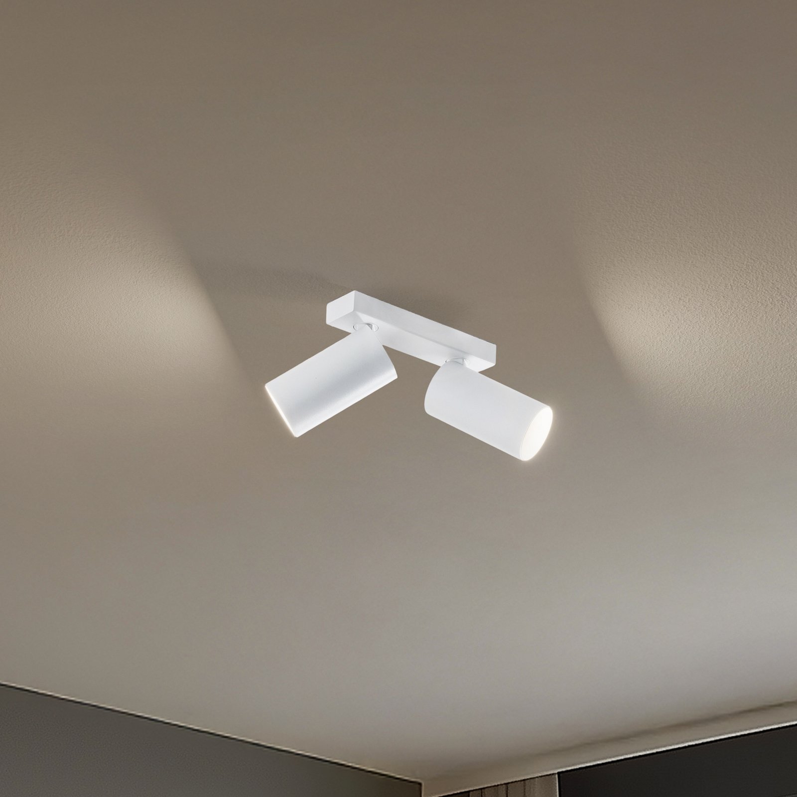 Spot pour plafond Mono II, à 2 lampes, blanc, 31 cm de long, GU10