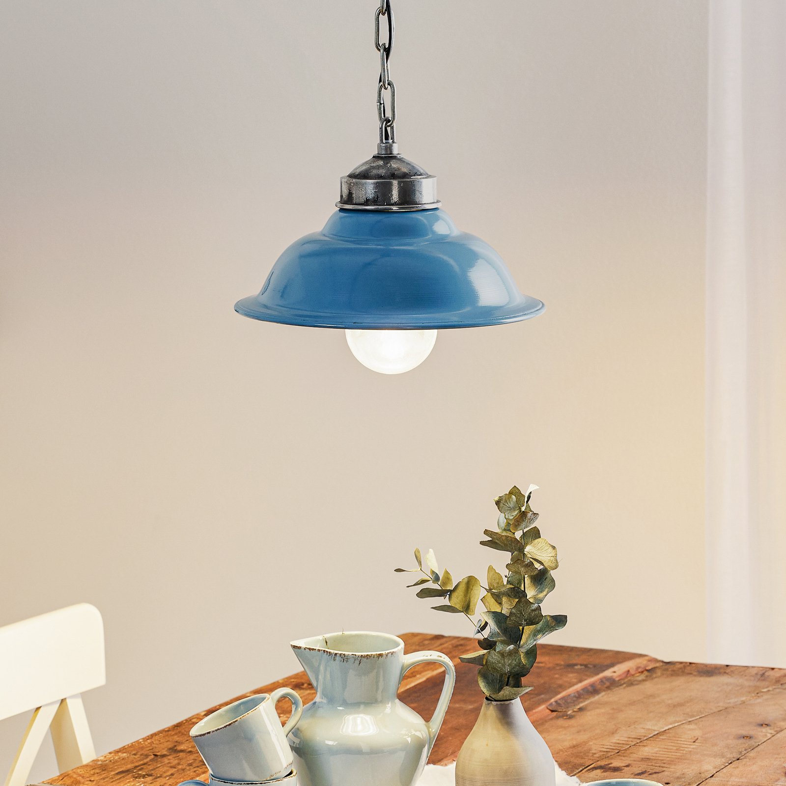 Niebieska lampa wisząca RETRO w stylu retro