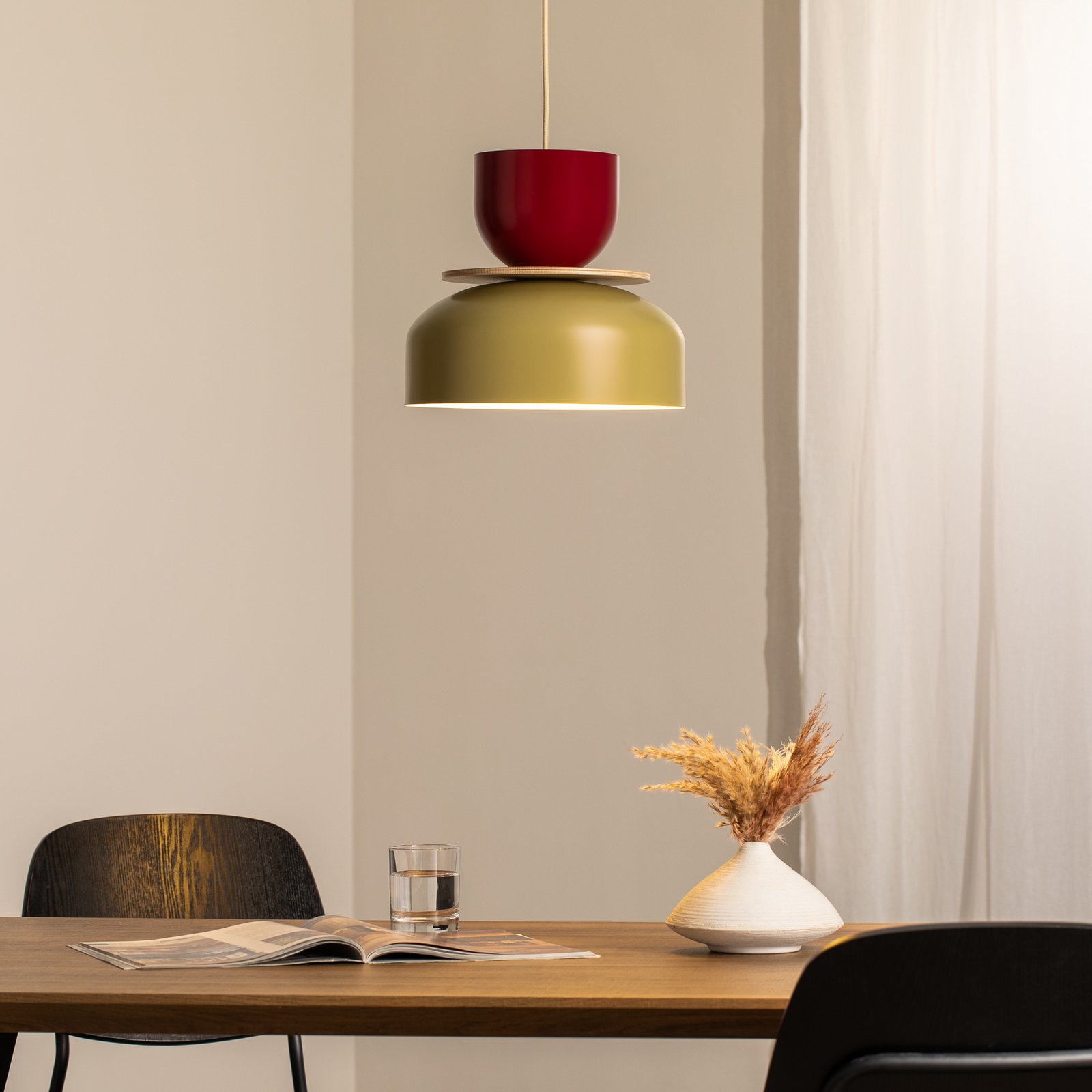 Hengelampe Uto, beige-brun/mørkerød