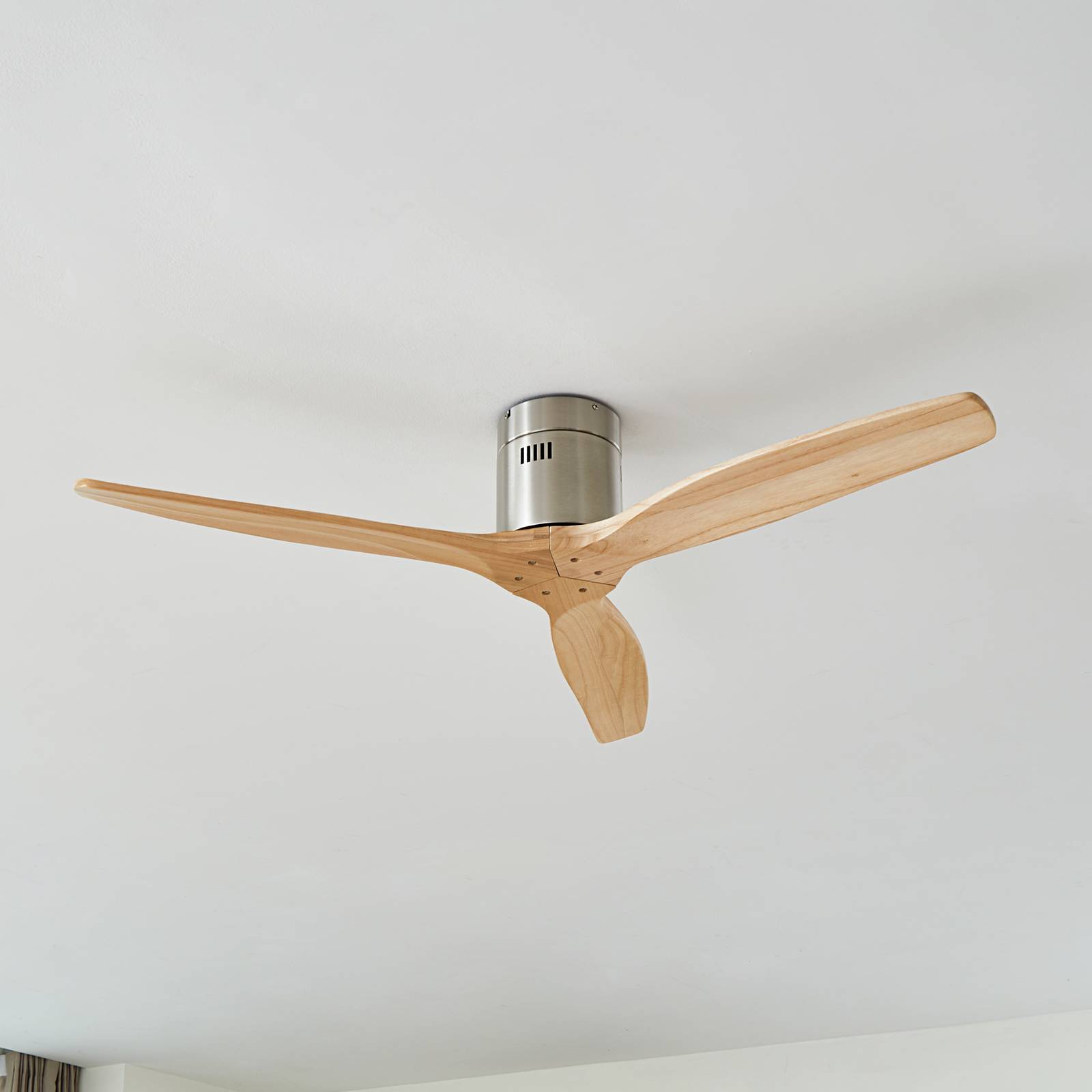 Lucande Deckenventilator Vindur, nickel, DC, leise, Ø 132 cm günstig online kaufen