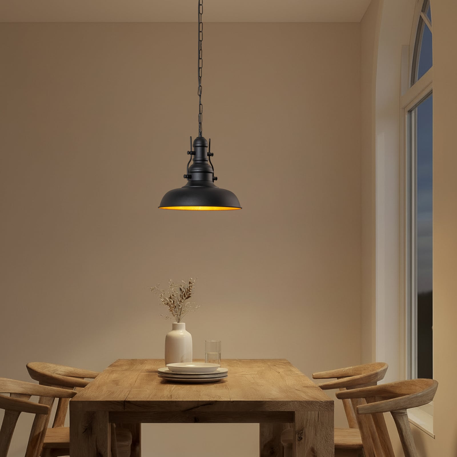 Hängeleuchte Nota, schwarz, Ø 31 cm, Metall, E27