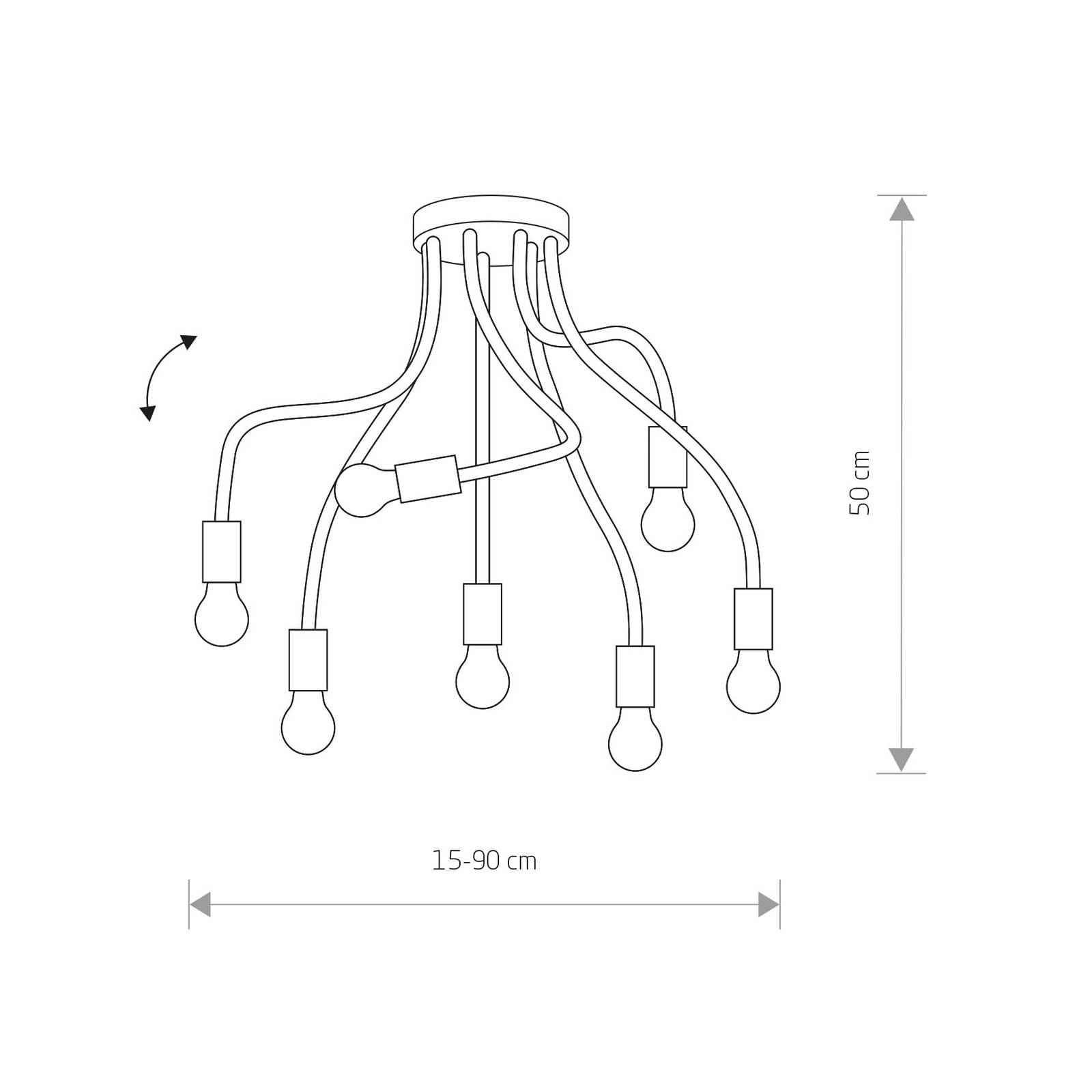 Euluna Plafonnier Flex à sept lampes noir