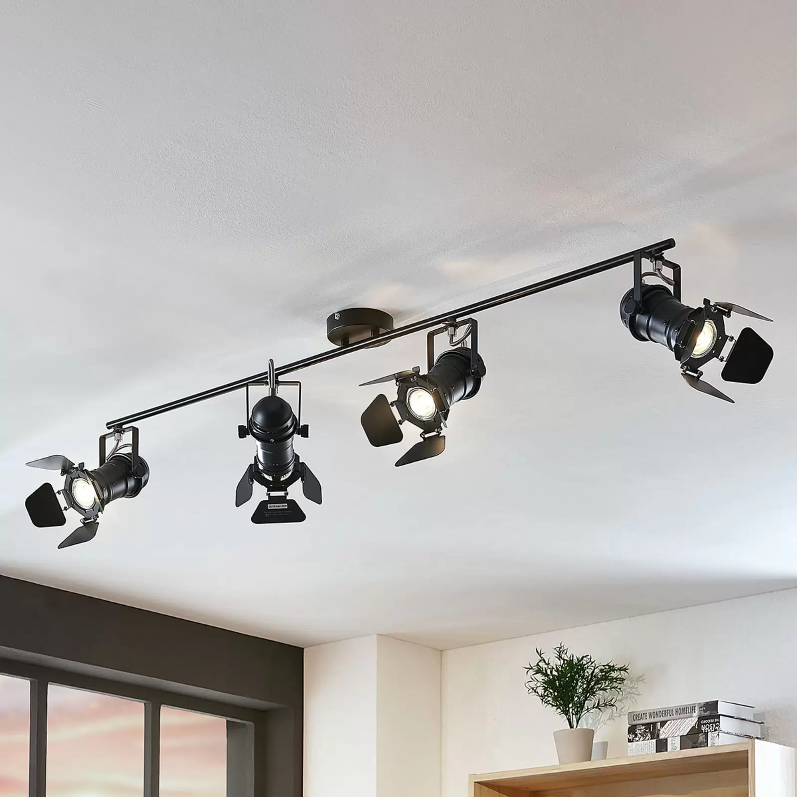 Spot da soffitto Tilen, 4 luci in look proiettore