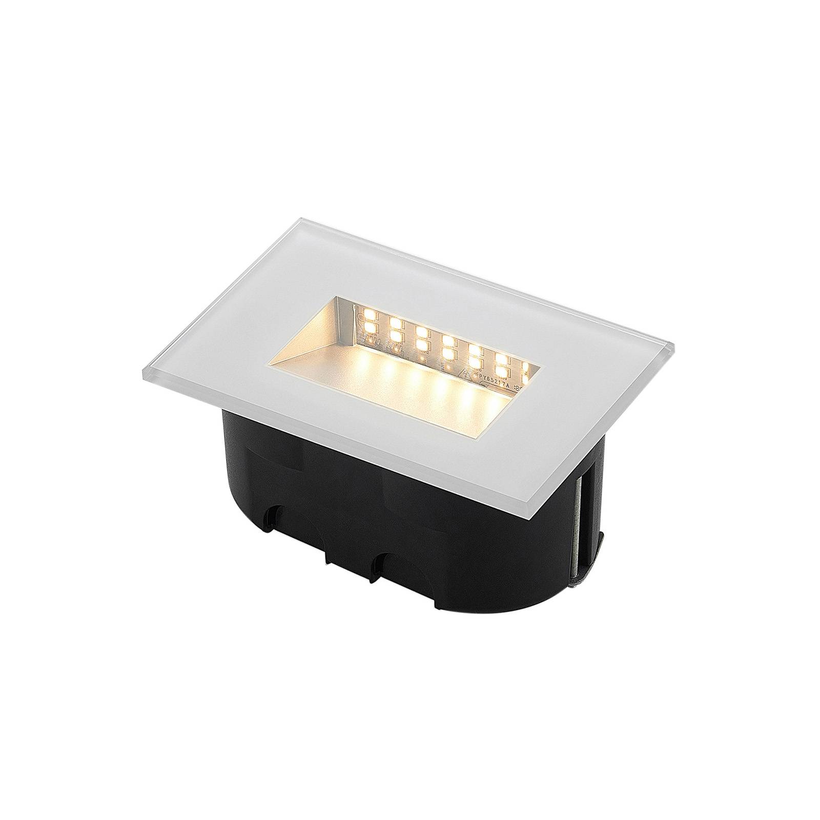 Lucande Jody LED recessed wall light, 12 cm, polycarbonate, tempered glass, 3.5 W, W: 12 cm, H: 8 cm