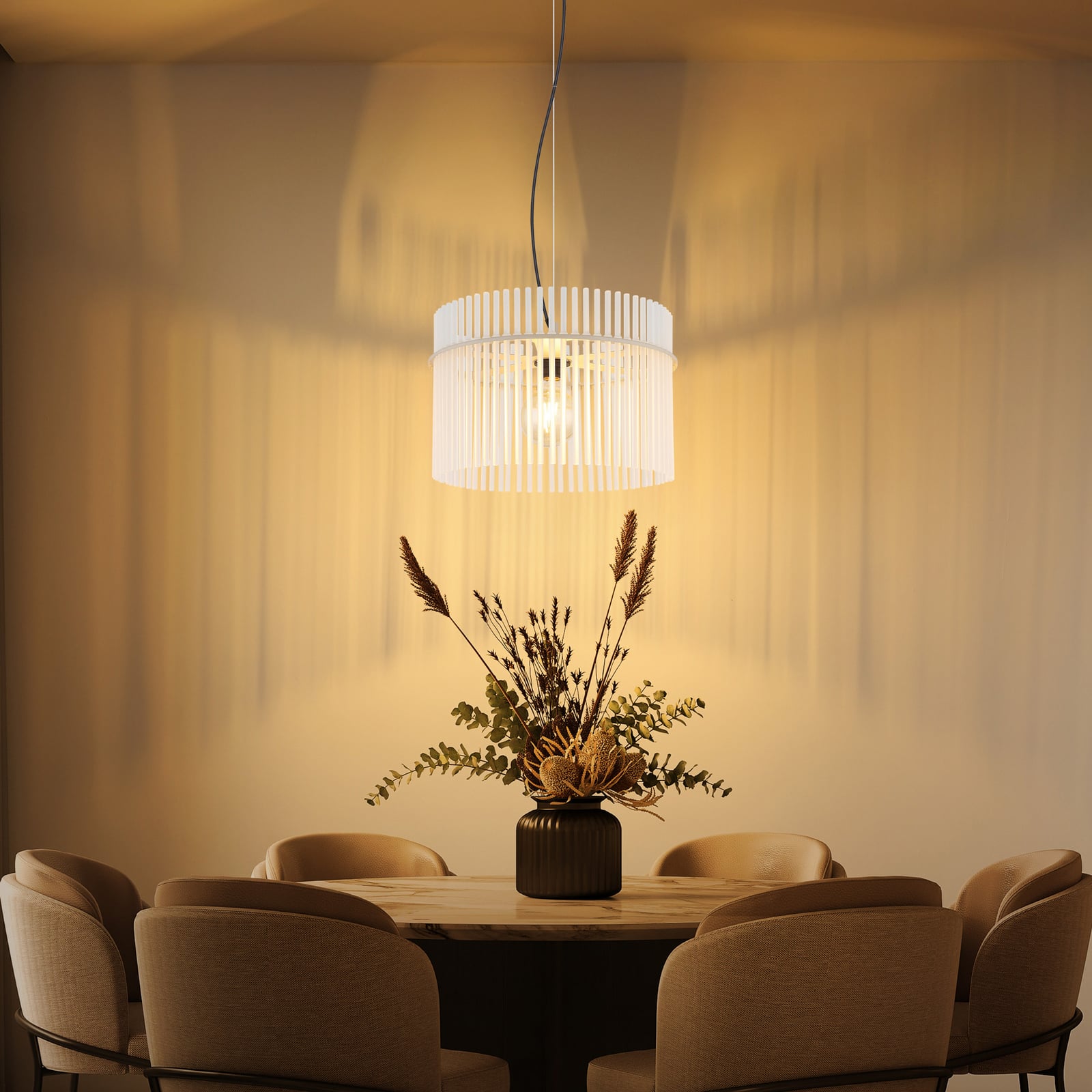 Gorley pendant light, white/sand, glass, Ø 40 cm, E27