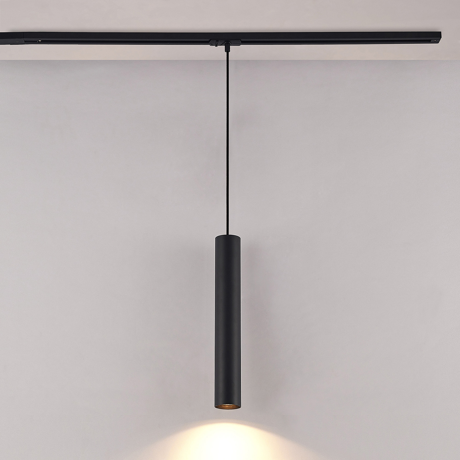 Lampa wisząca Lindby Linaro, 40 cm, czarna, 1-fazowa, Ø 6 cm