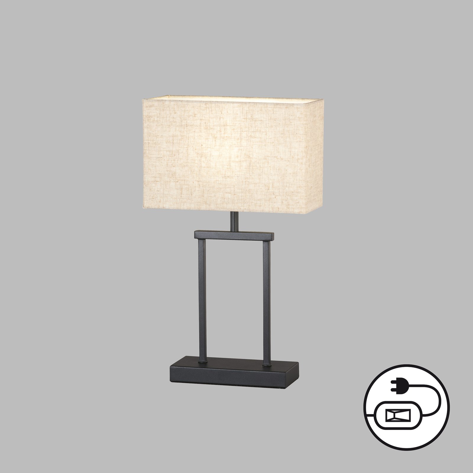 Ann table lamp, rectangular, linen lampshade sand