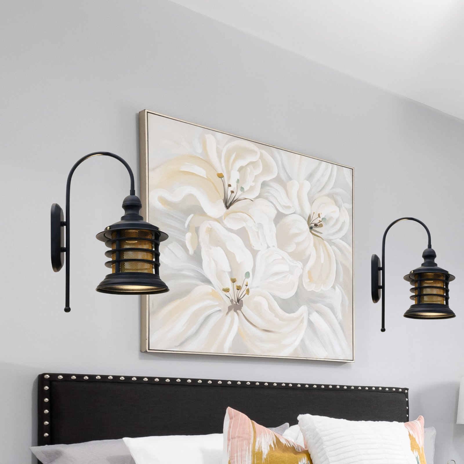 Nostalji wall light, black, height 48 cm, metal, E27