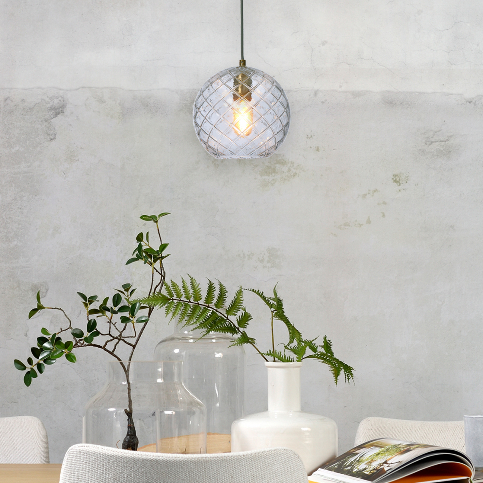 It's about RoMi Piekaramā lampa Venice, lodveida, caurspīdīga, stikla, E27