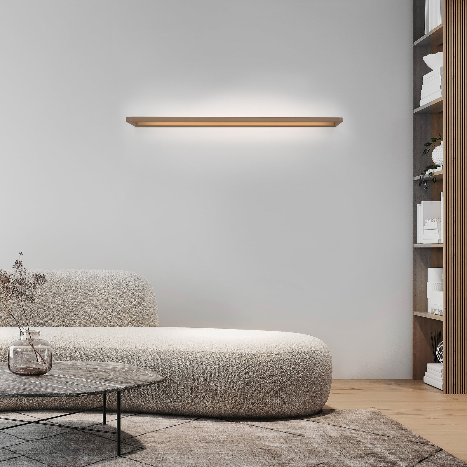 Puro LED-Wandlampe, bronze, Breite 100cm, Alu, Dimmer - PURE