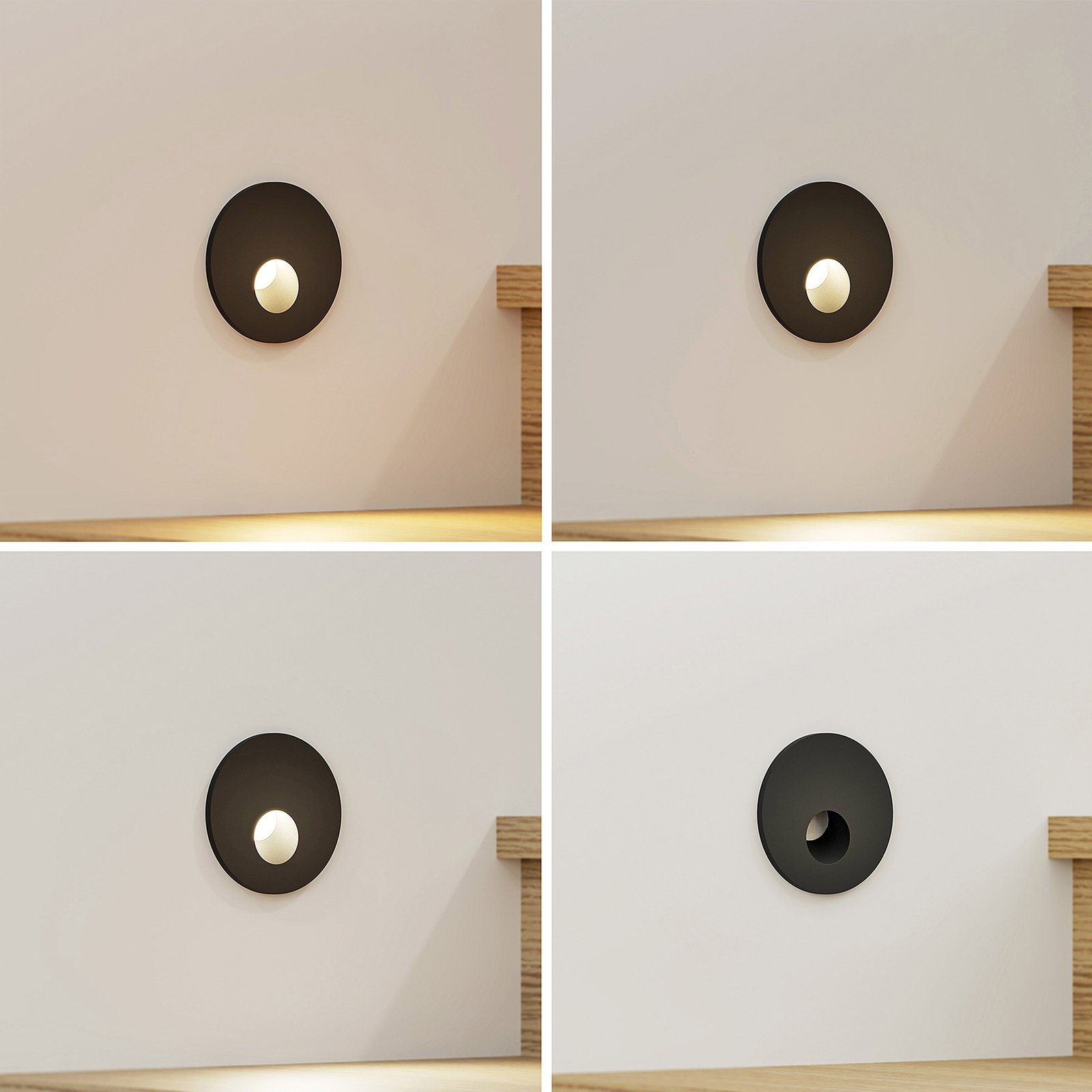 Arcchio Vexi LED innfelt lampe CCT svart Ø 7,5 cm