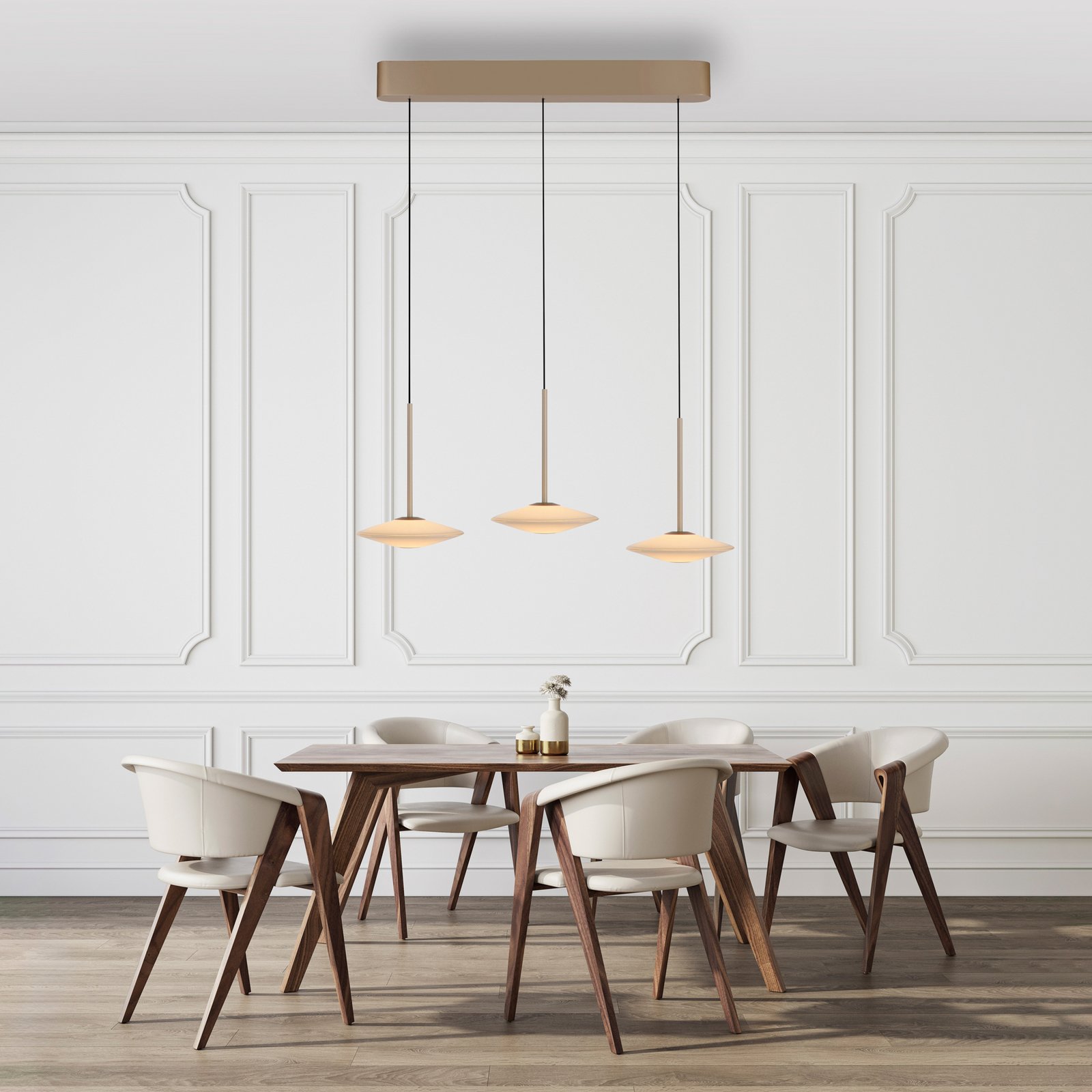 Paul Neuhaus LED-Pendelleuchte Elipsa, 3-flg., weiß/bronze