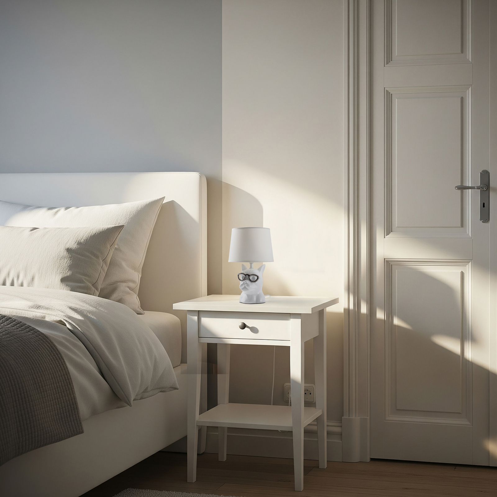 Stolna lampa Biagio, bijela, keramika, visina 29 cm, E14