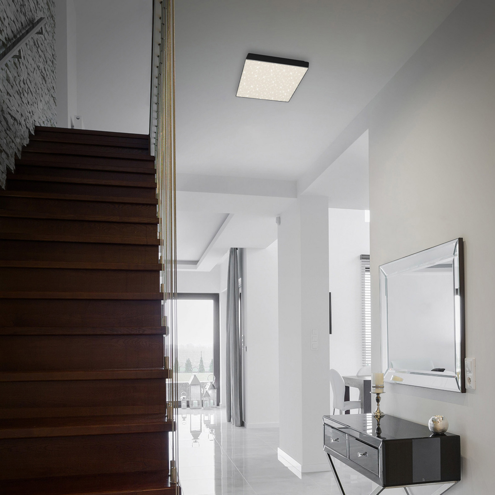 Briloner Plafonieră LED Flame Star 212 x 212 cm negru - Camera de zi / sufragerie - modern - negru satinat - Metal