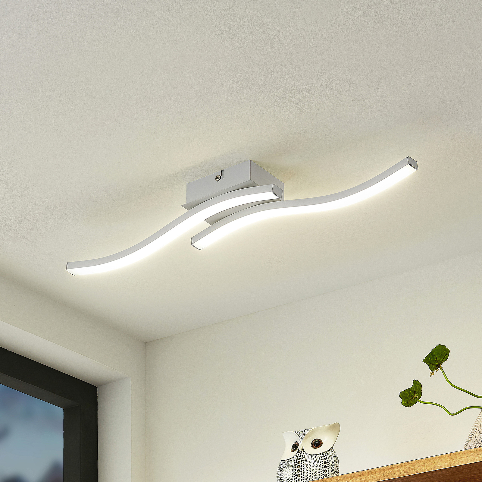 Lindby Bisioma LED ceiling lamp 2-bulb 4000K white
