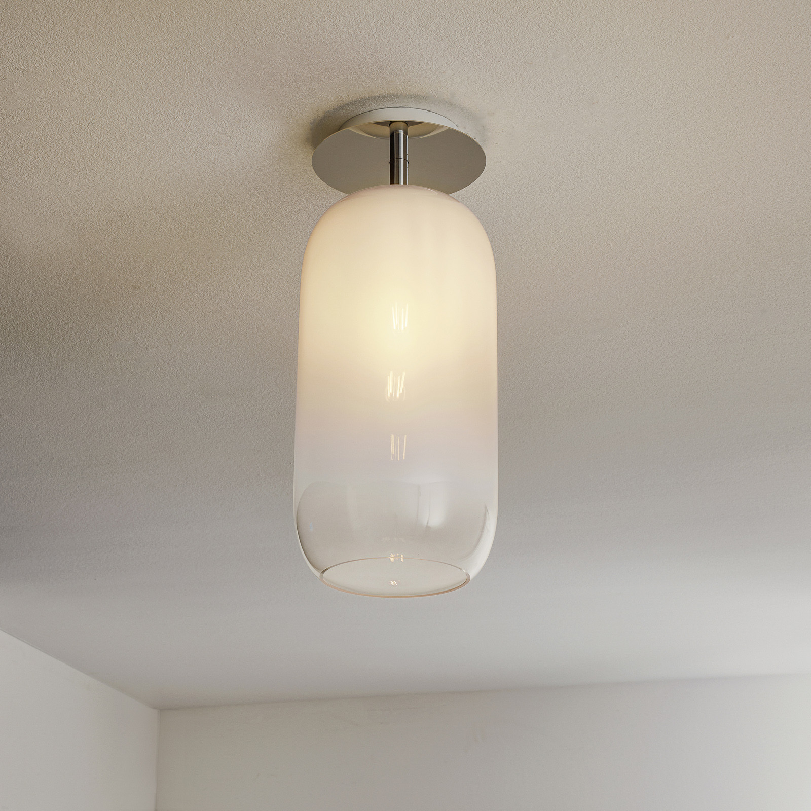 Artemide Gople plafonieră alb/argintiu - Camera de zi / sufragerie - design - Sticlă