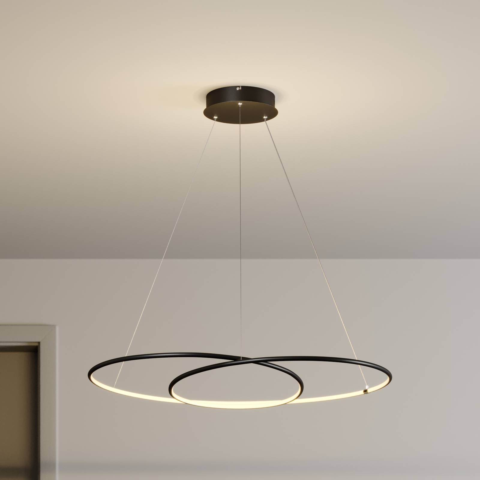Lindby Lucy suspension LED, 90 cm, noir mat