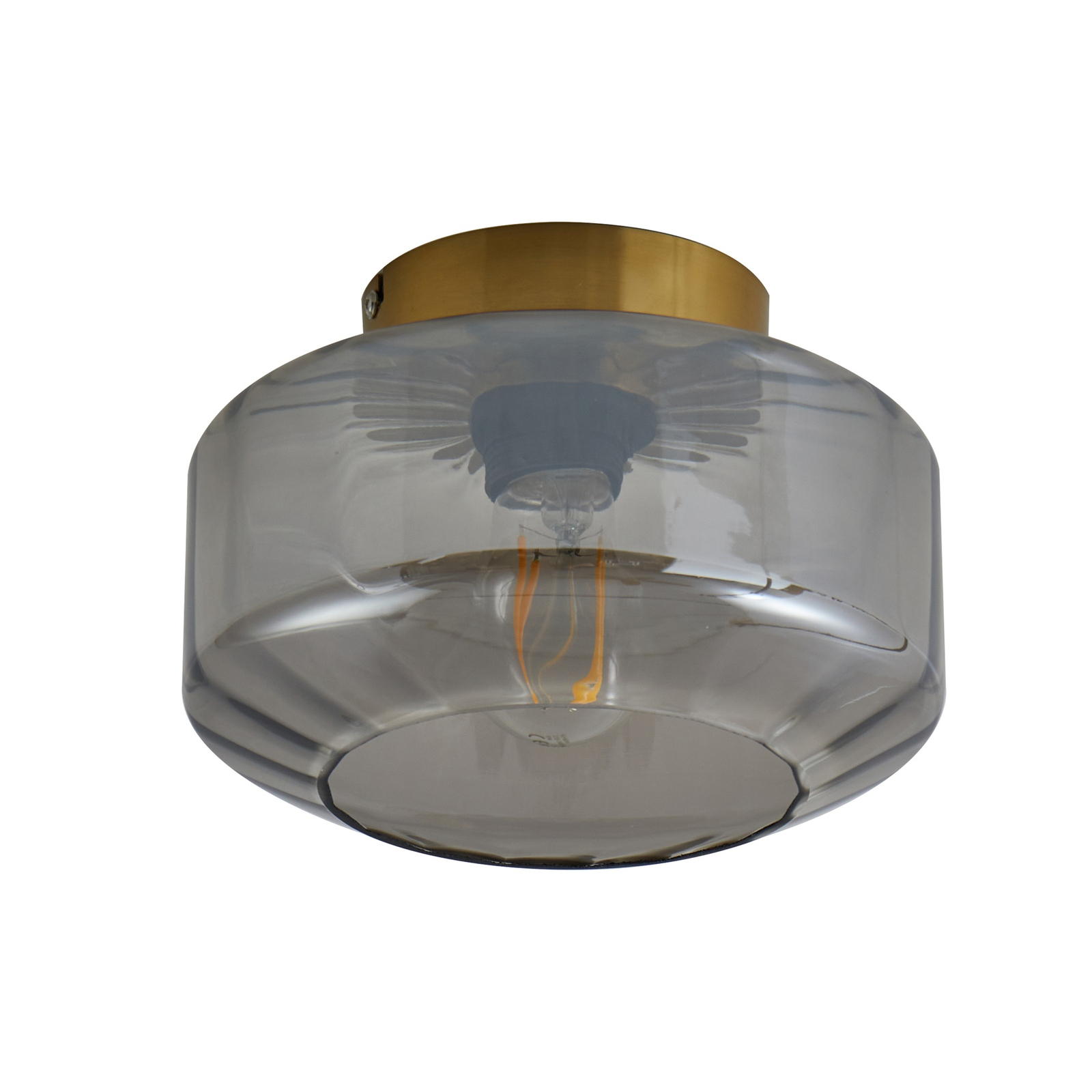 Lindby Hildur ceiling light, smoke grey, glass, Ø 22 cm