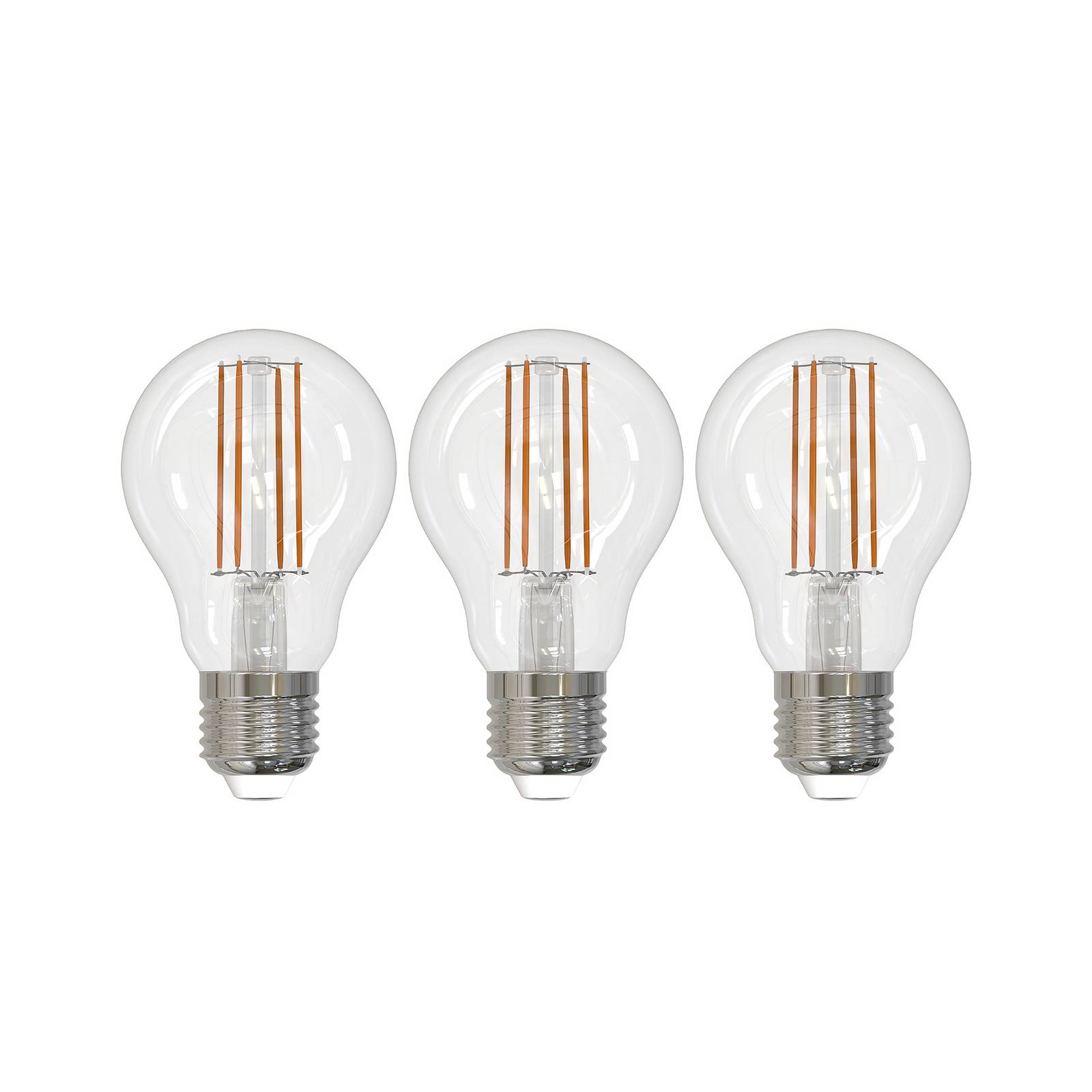LED-Leuchtmittel Filament E27 8W klar 2.700K dimmbar 3er-Set